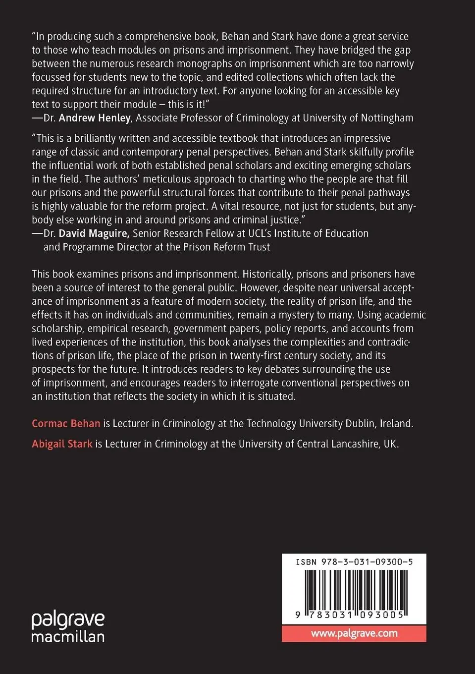 Rückseite: 9783031093005 | Prisons and Imprisonment | An Introduction | Cormac Behan (u. a.) | xi