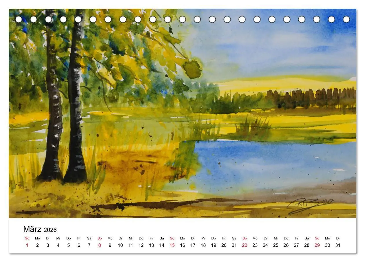 Bild: 9783457893005 | Landschafts-Aquarelle 2026 Roswita Ilona Baumann (Tischkalender...