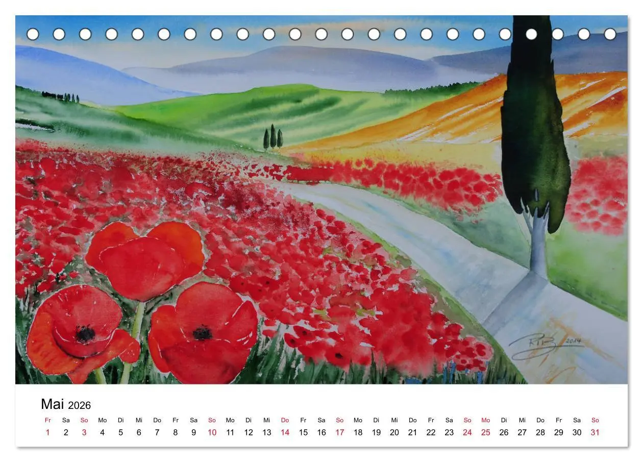 Bild: 9783457893005 | Landschafts-Aquarelle 2026 Roswita Ilona Baumann (Tischkalender...