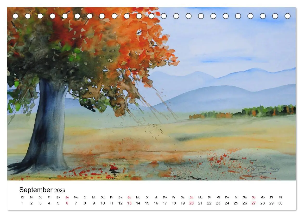 Bild: 9783457893005 | Landschafts-Aquarelle 2026 Roswita Ilona Baumann (Tischkalender...