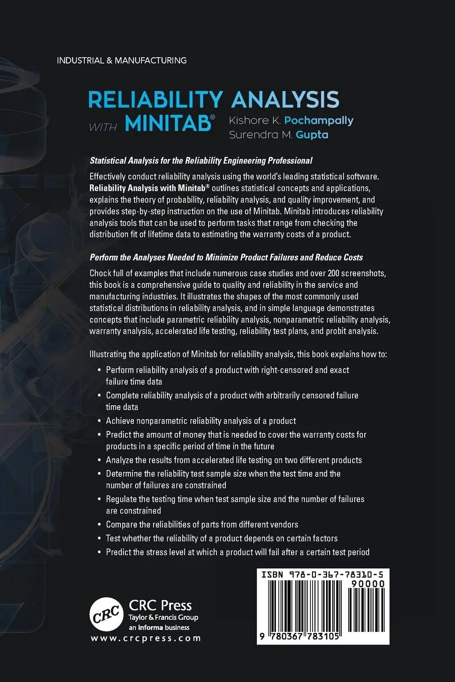 Rückseite: 9780367783105 | Reliability Analysis with Minitab | Kishore Kumar Pochampally (u. a.)