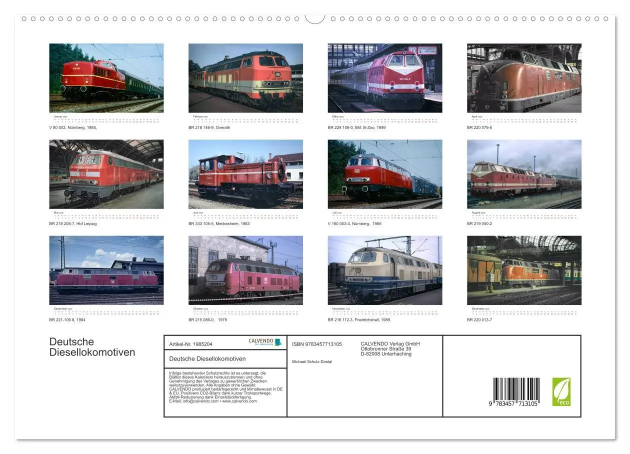 Bild: 9783457713105 | Deutsche Diesellokomotiven (hochwertiger Premium Wandkalender 2026...