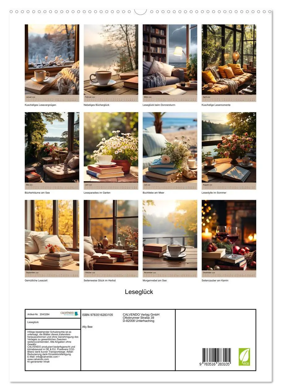 Bild: 9783516283105 | Leseglück (hochwertiger Premium Wandkalender 2026 DIN A2 hoch),...