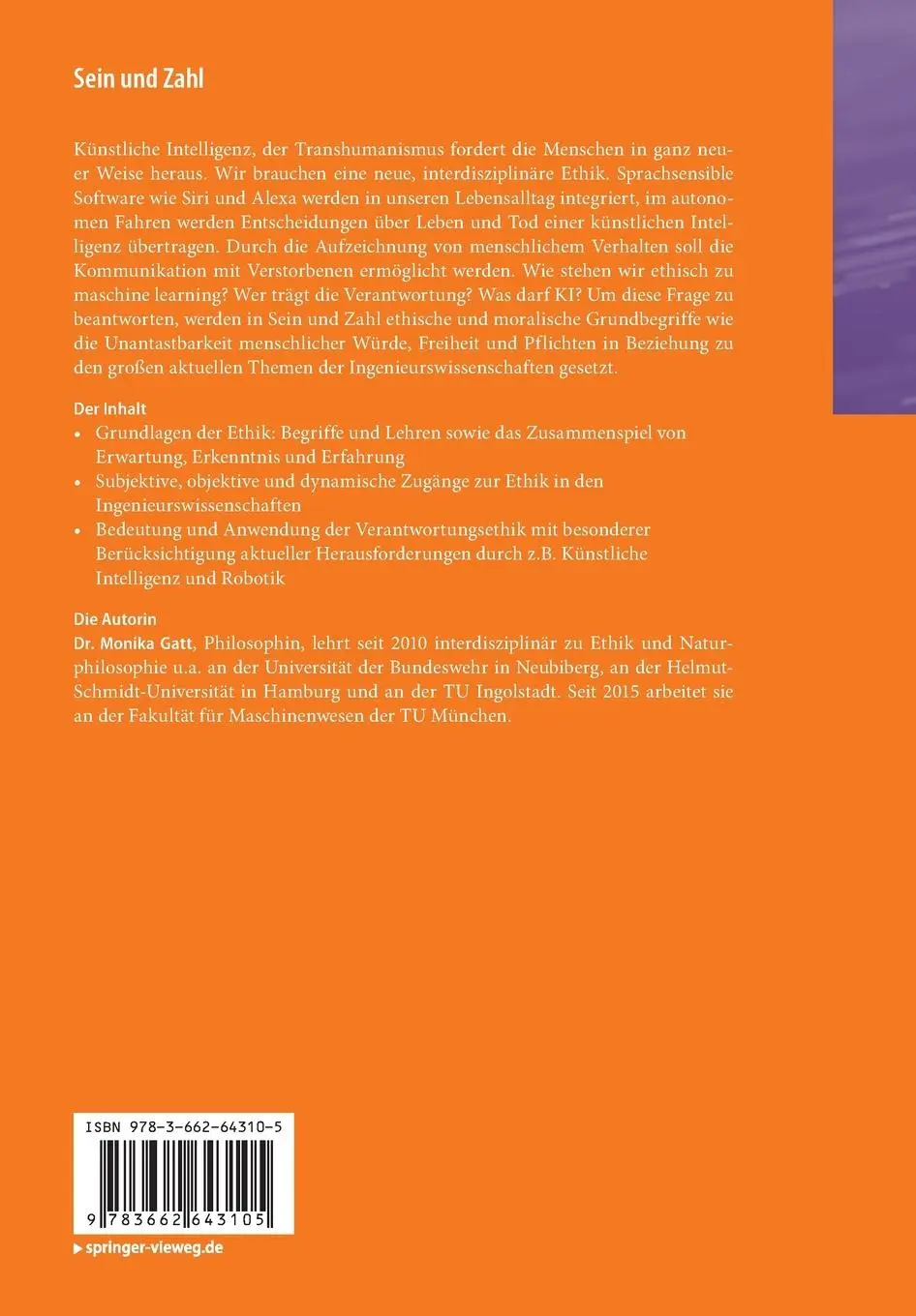 Rückseite: 9783662643105 | Sein und Zahl | Monika Gatt | Taschenbuch | Deutsch | 2022