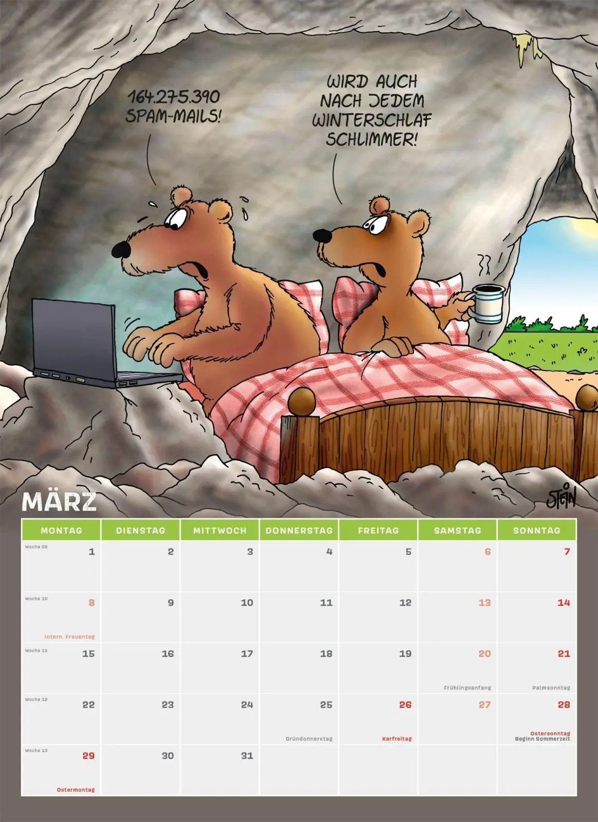 Bild: 9783830323105 | Uli Stein Tierische Zeiten 2027: Monatskalender für die Wand | Stein