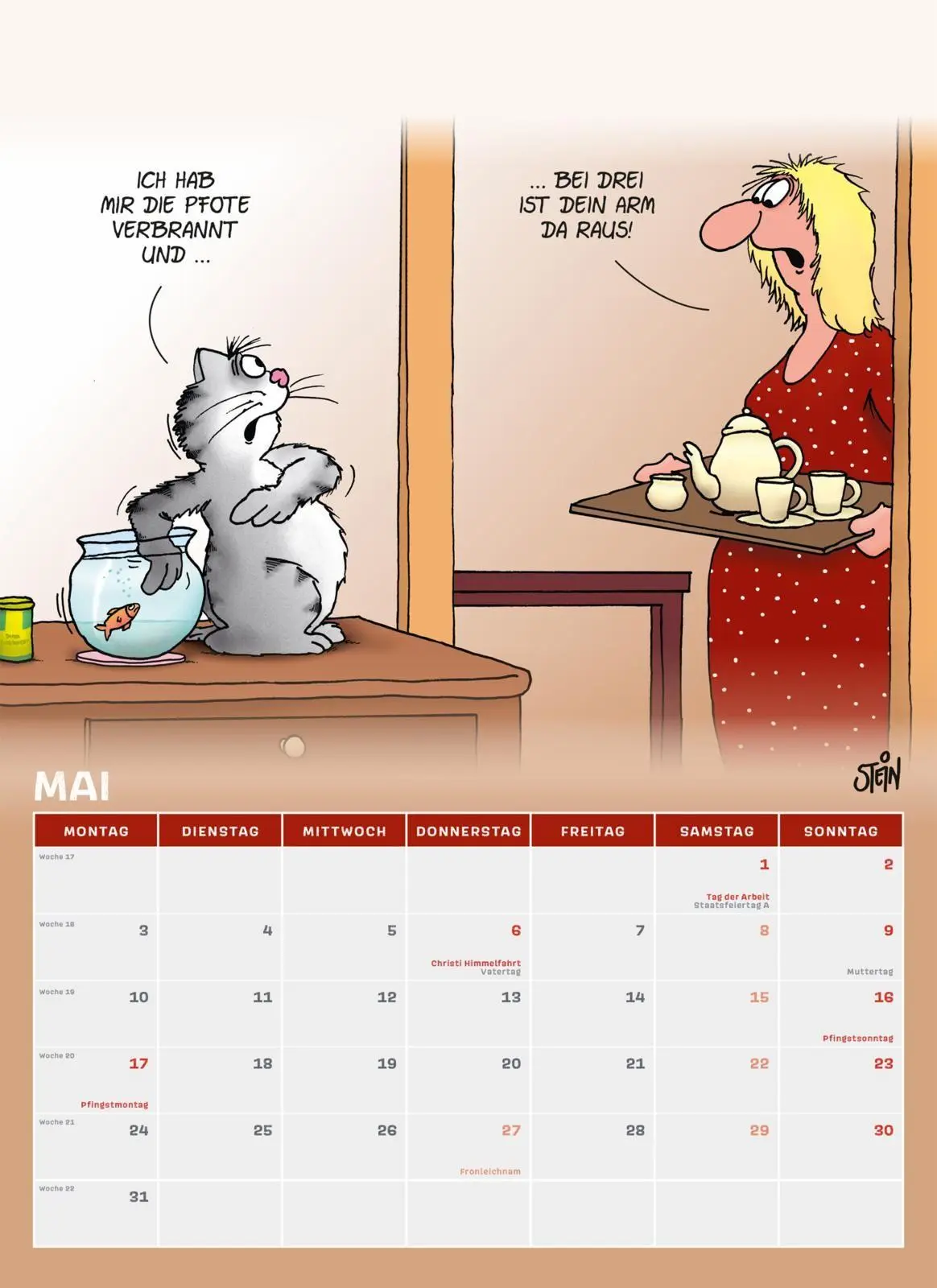 Bild: 9783830323105 | Uli Stein Tierische Zeiten 2027: Monatskalender für die Wand | Stein