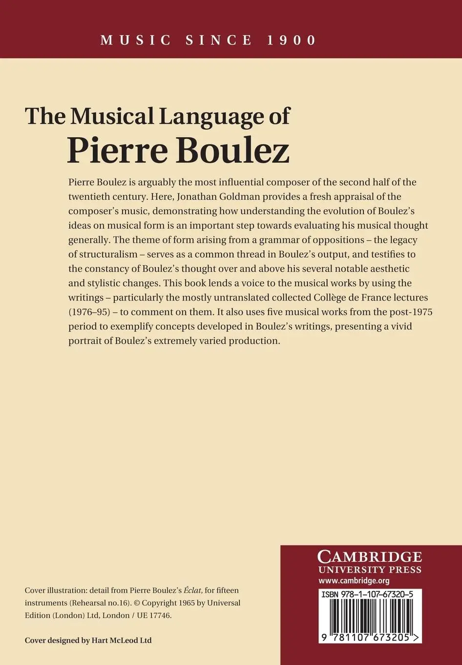 Rückseite: 9781107673205 | The Musical Language of Pierre Boulez | Writings and Compositions