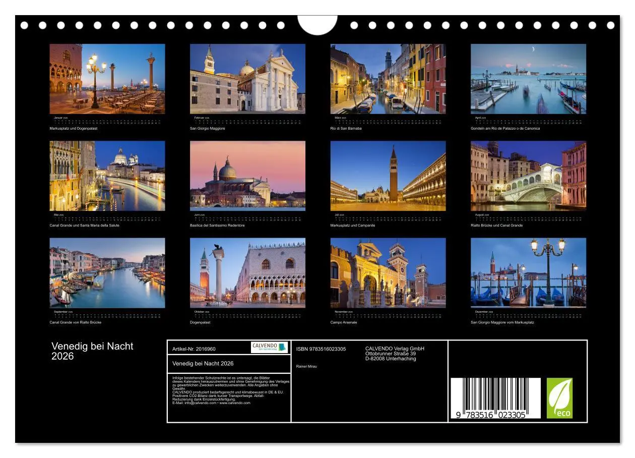 Bild: 9783516023305 | Venedig bei Nacht 2026 (Wandkalender 2026 DIN A4 quer), CALVENDO...