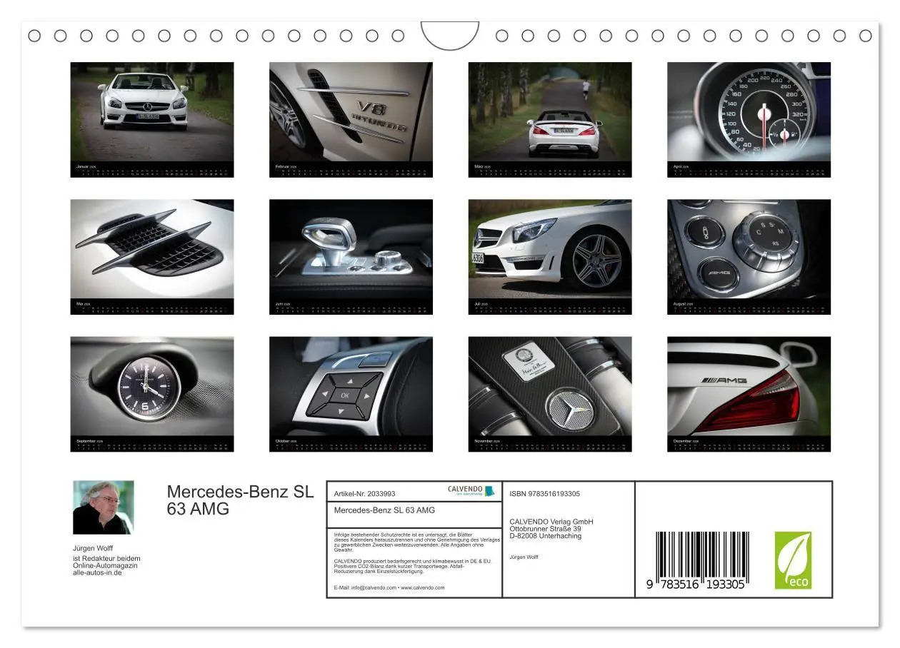 Bild: 9783516193305 | Mercedes-Benz SL 63 AMG (Wandkalender 2026 DIN A4 quer), CALVENDO...