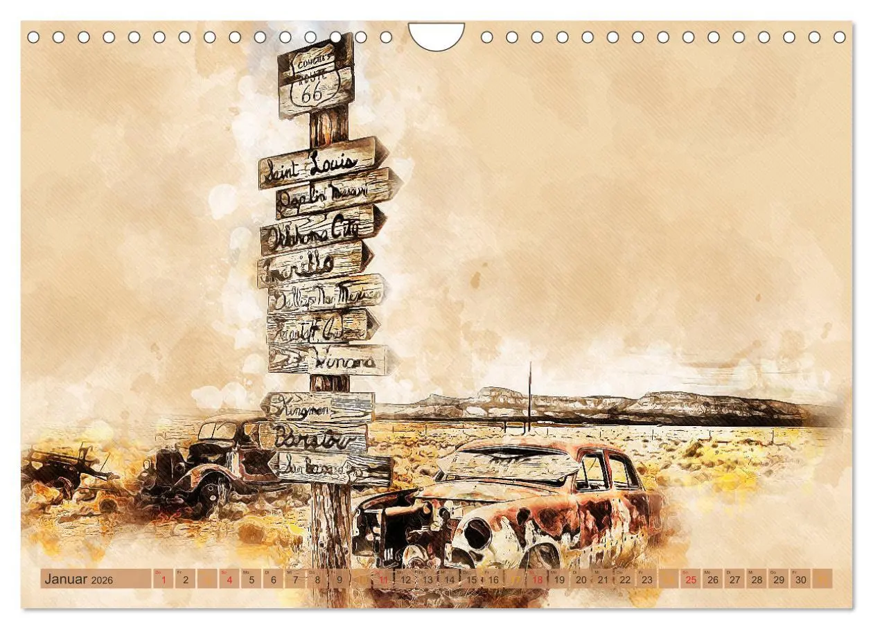 Bild: 9783457783405 | Route 66 - 2451 Meilen Nostalgie (Wandkalender 2026 DIN A4 quer),...
