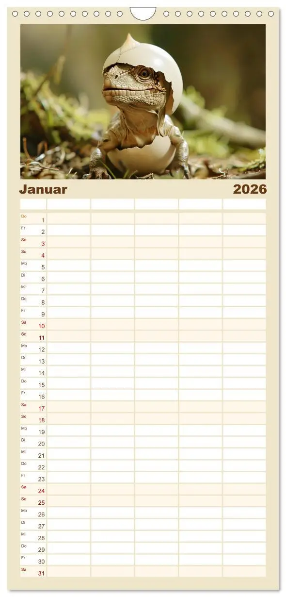 Bild: 9783516493405 | Familienplaner 2026 - Dino-Babys mit 5 Spalten (Wandkalender, 21 x...