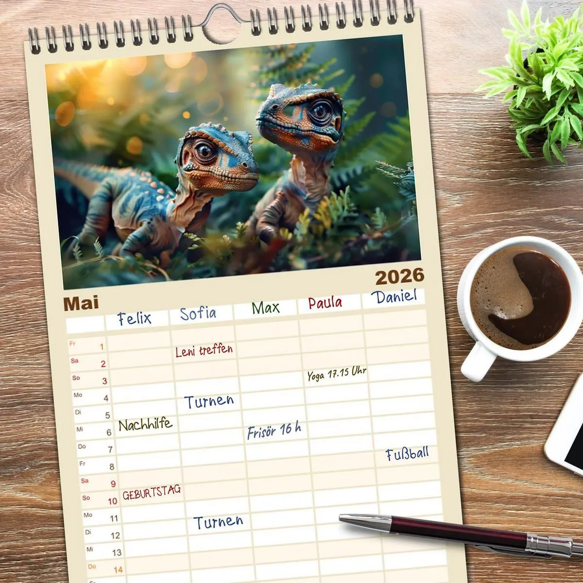 Bild: 9783516493405 | Familienplaner 2026 - Dino-Babys mit 5 Spalten (Wandkalender, 21 x...