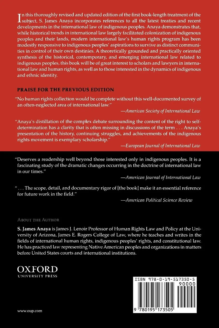 Rückseite: 9780195173505 | Indigenous Peoples in International Law, 2nd ed | S. James Anaya