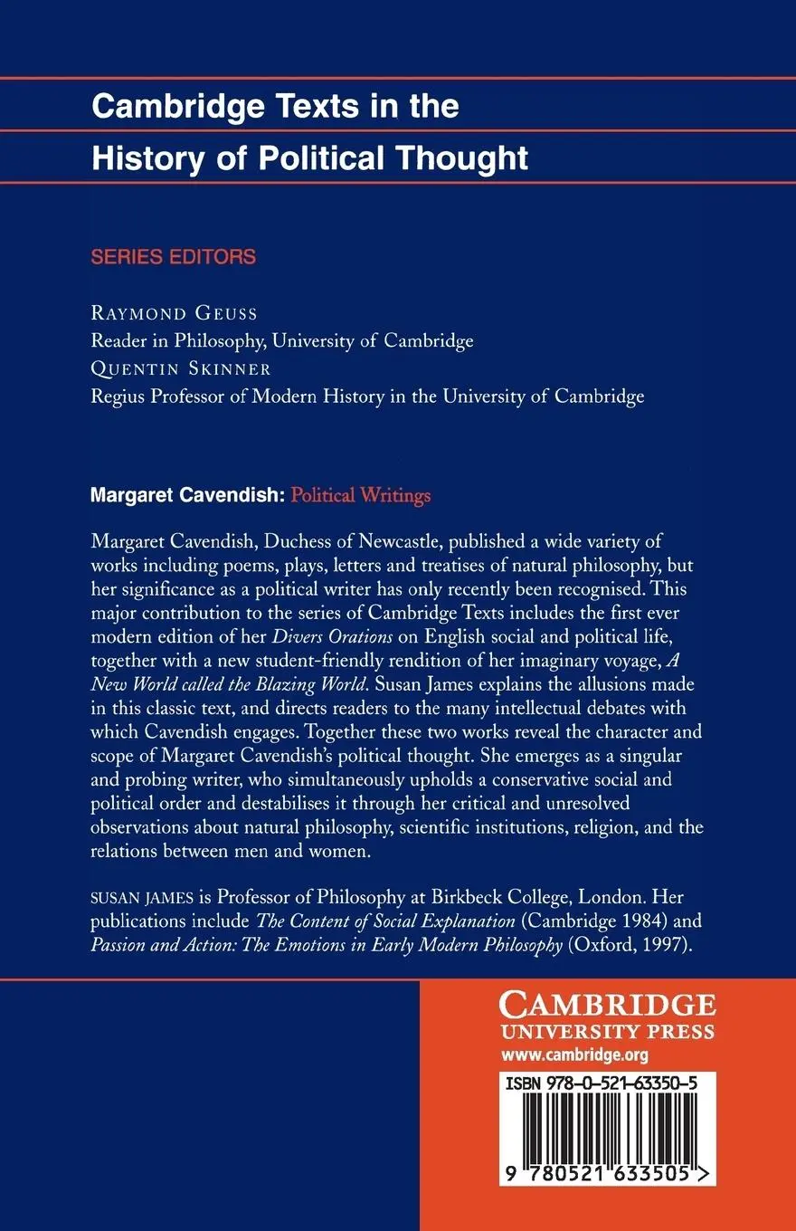 Rückseite: 9780521633505 | Margaret Cavendish | Political Wrtng | Margaret Cavendish | Buch