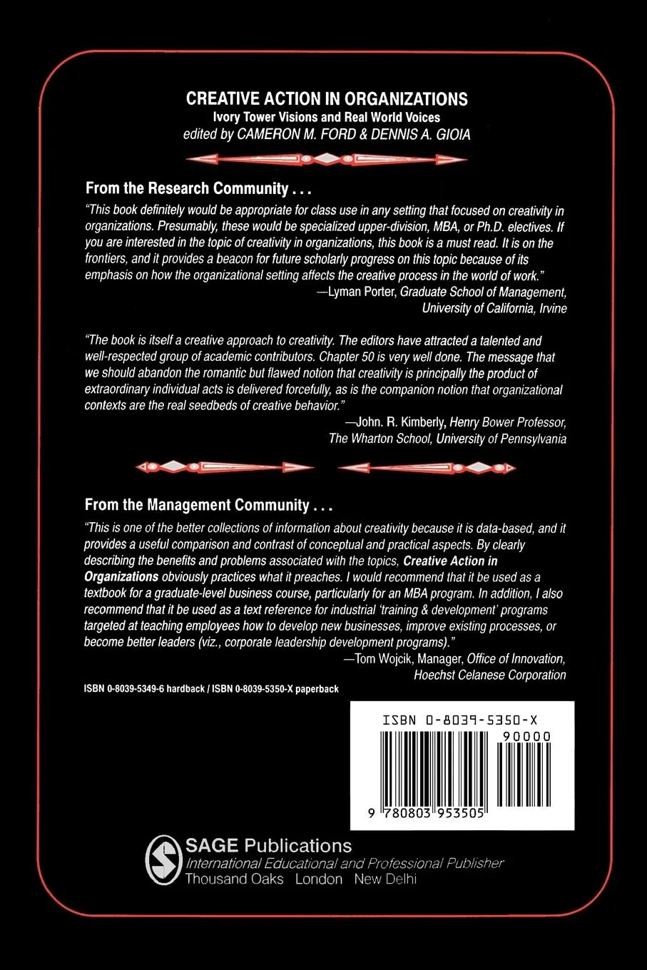 Rückseite: 9780803953505 | Creative Action in Organizations | Cameron M. Ford (u. a.) | Buch