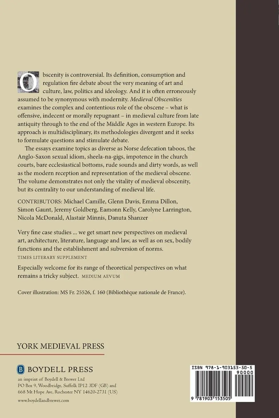Rückseite: 9781903153505 | Medieval Obscenities | Nicola F Mcdonald (u. a.) | Taschenbuch | 2014