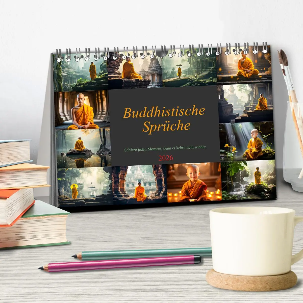Bild: 9783457463505 | Buddhistische Sprüche (Tischkalender 2026 DIN A5 quer), CALVENDO...