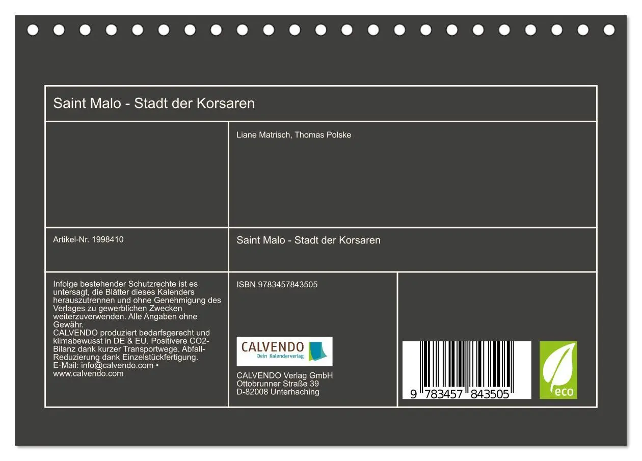 Bild: 9783457843505 | Saint Malo - Stadt der Korsaren (Tischkalender 2026 DIN A5 quer),...