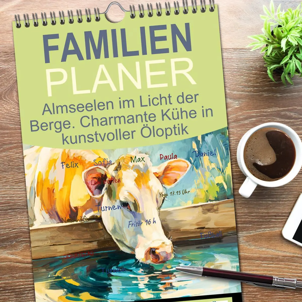 Bild: 9783516623505 | Familienplaner 2026 - Almseelen im Licht der Berge. Charmante Kühe...