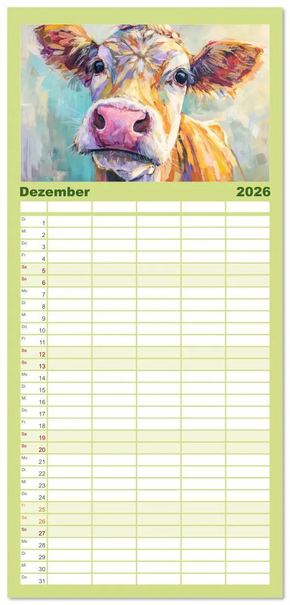 Bild: 9783516623505 | Familienplaner 2026 - Almseelen im Licht der Berge. Charmante Kühe...