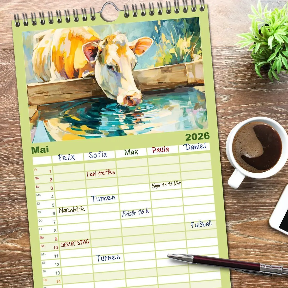 Bild: 9783516623505 | Familienplaner 2026 - Almseelen im Licht der Berge. Charmante Kühe...
