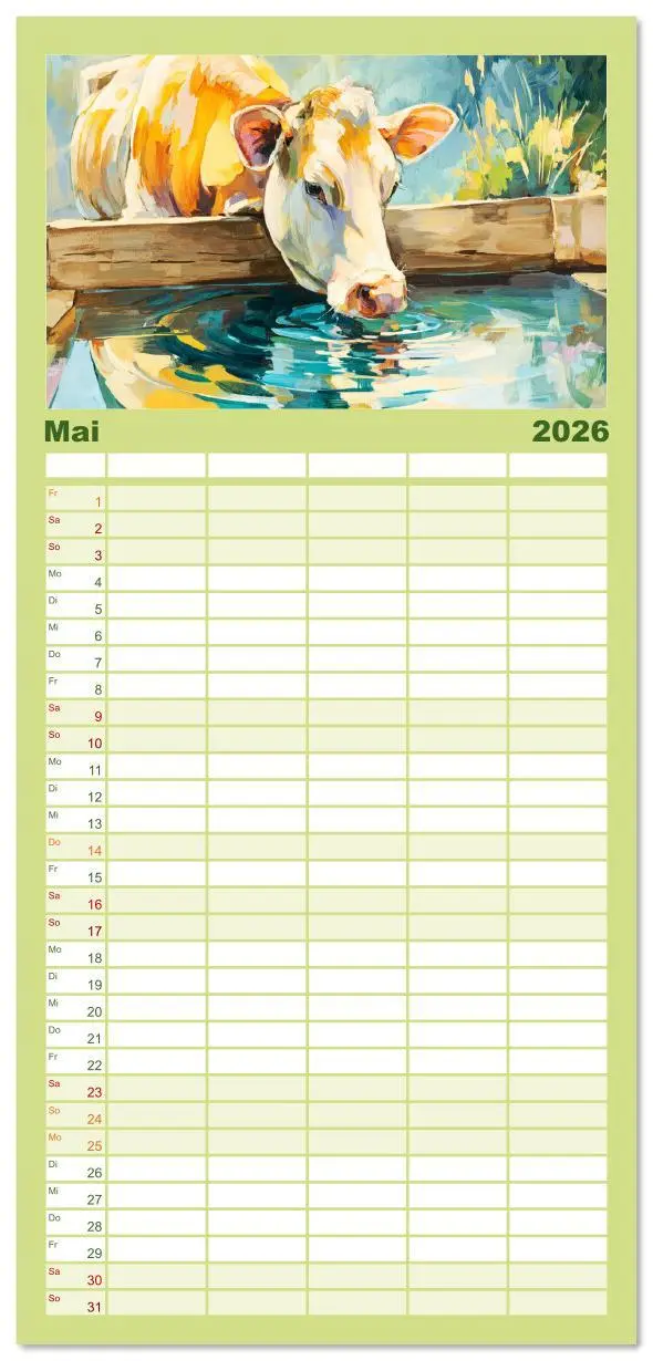 Bild: 9783516623505 | Familienplaner 2026 - Almseelen im Licht der Berge. Charmante Kühe...