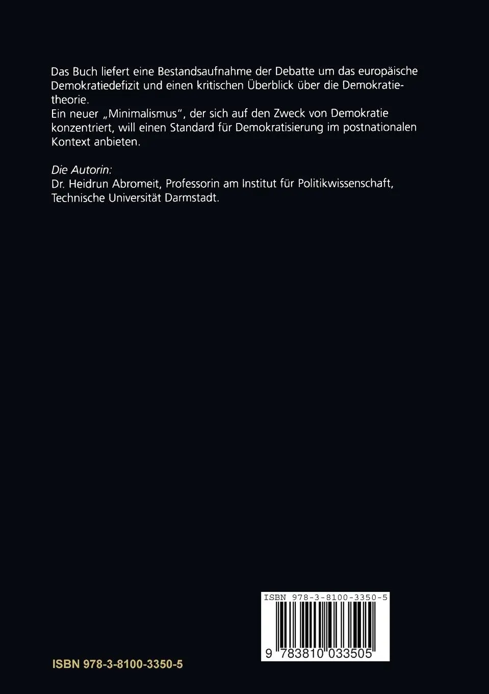 Rückseite: 9783810033505 | Wozu braucht man Demokratie? | Heidrun Abromeit | Taschenbuch | 219 S.