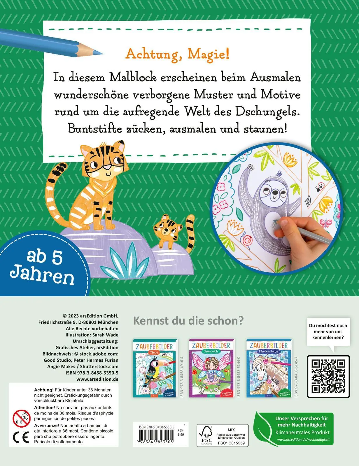 Rückseite: 9783845853505 | Zauberbilder - Dschungel | Ausmalen &amp; Staunen | Sarah Wade | Buch