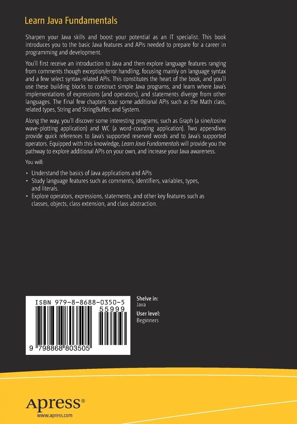 Rückseite: 9798868803505 | Learn Java Fundamentals | Jeff Friesen | Taschenbuch | xviii | 2024