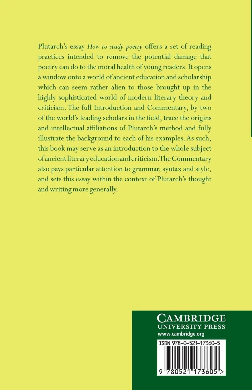 Rückseite: 9780521173605 | Plutarch | How to Study Poetry (de Audiendis Poetis) | Plutarch | Buch