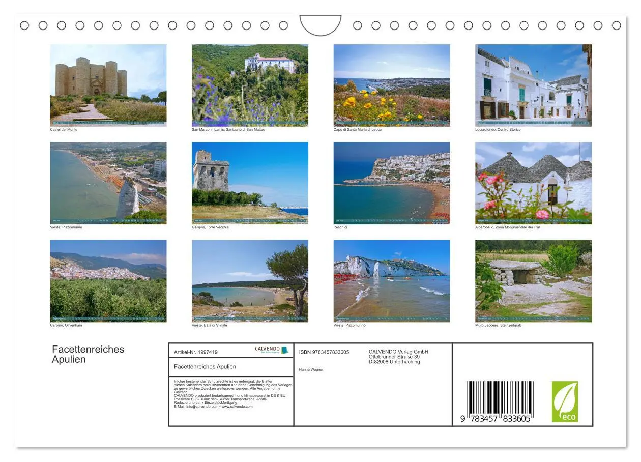 Bild: 9783457833605 | Facettenreiches Apulien (Wandkalender 2026 DIN A4 quer), CALVENDO...