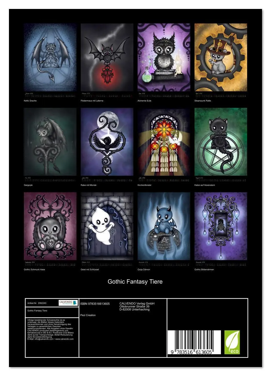 Bild: 9783516613605 | Gothic Fantasy Tiere (Wandkalender 2026 DIN A4 hoch), CALVENDO...