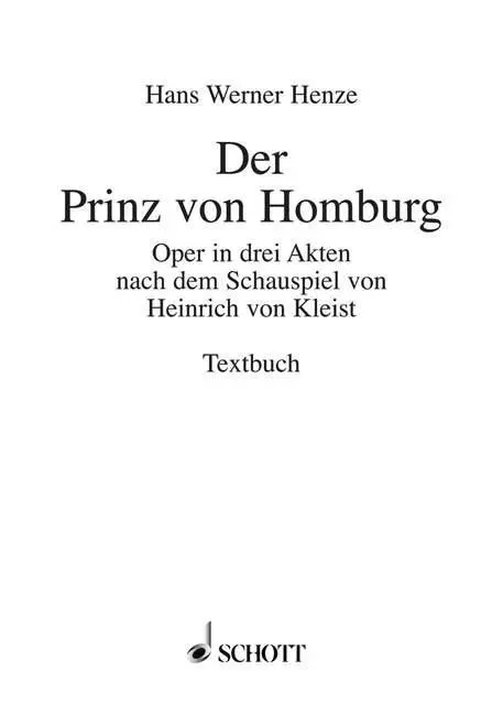 Cover: 9783795733605 | Der Prinz von Homburg | Hans Werner Henze | Buch | Deutsch | 1976