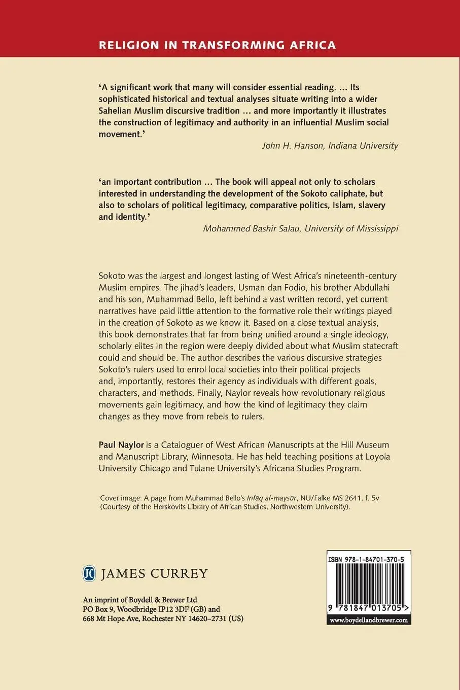 Rückseite: 9781847013705 | From Rebels to Rulers | Writing Legitimacy in the Early Sokoto State