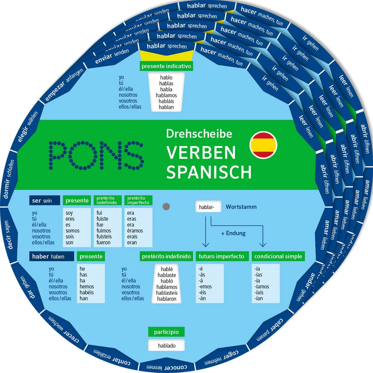 Cover: 9783125163805 | PONS Drehscheibe Verben Spanisch | Taschenbuch | 1 S. | Deutsch | 2023