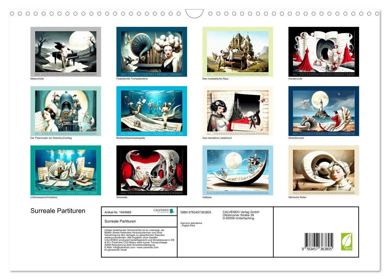 Bild: 9783457363805 | Surreale Partituren (Wandkalender 2026 DIN A3 quer), CALVENDO...