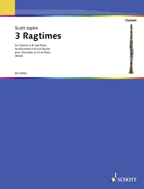 Cover: 9790001153805 | 3 Ragtimes | Klarinette (in B) und Klavier. | Scott Joplin | Broschüre