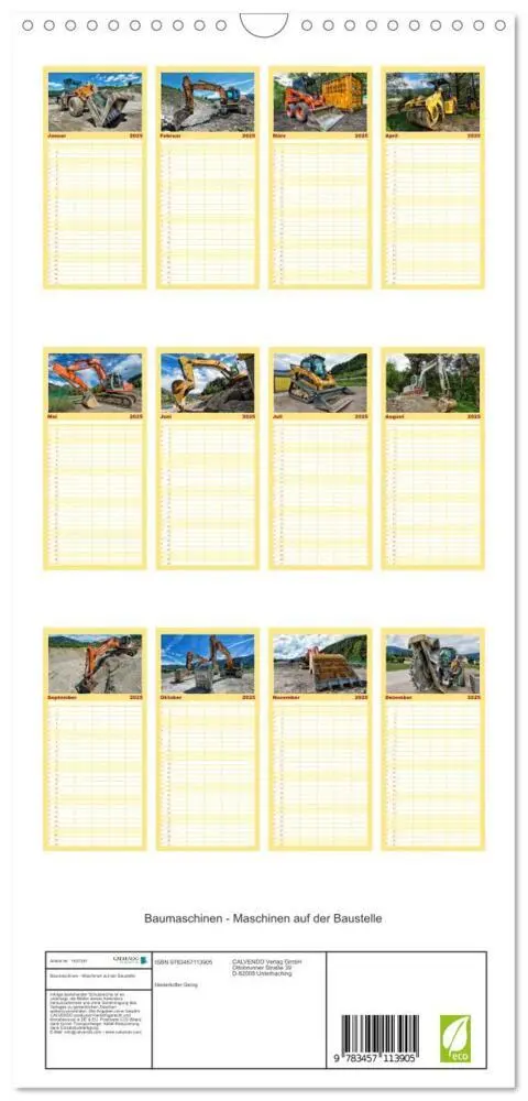 Bild: 9783457113905 | Familienplaner 2025 - Baumaschinen - Maschinen auf der Baustelle...