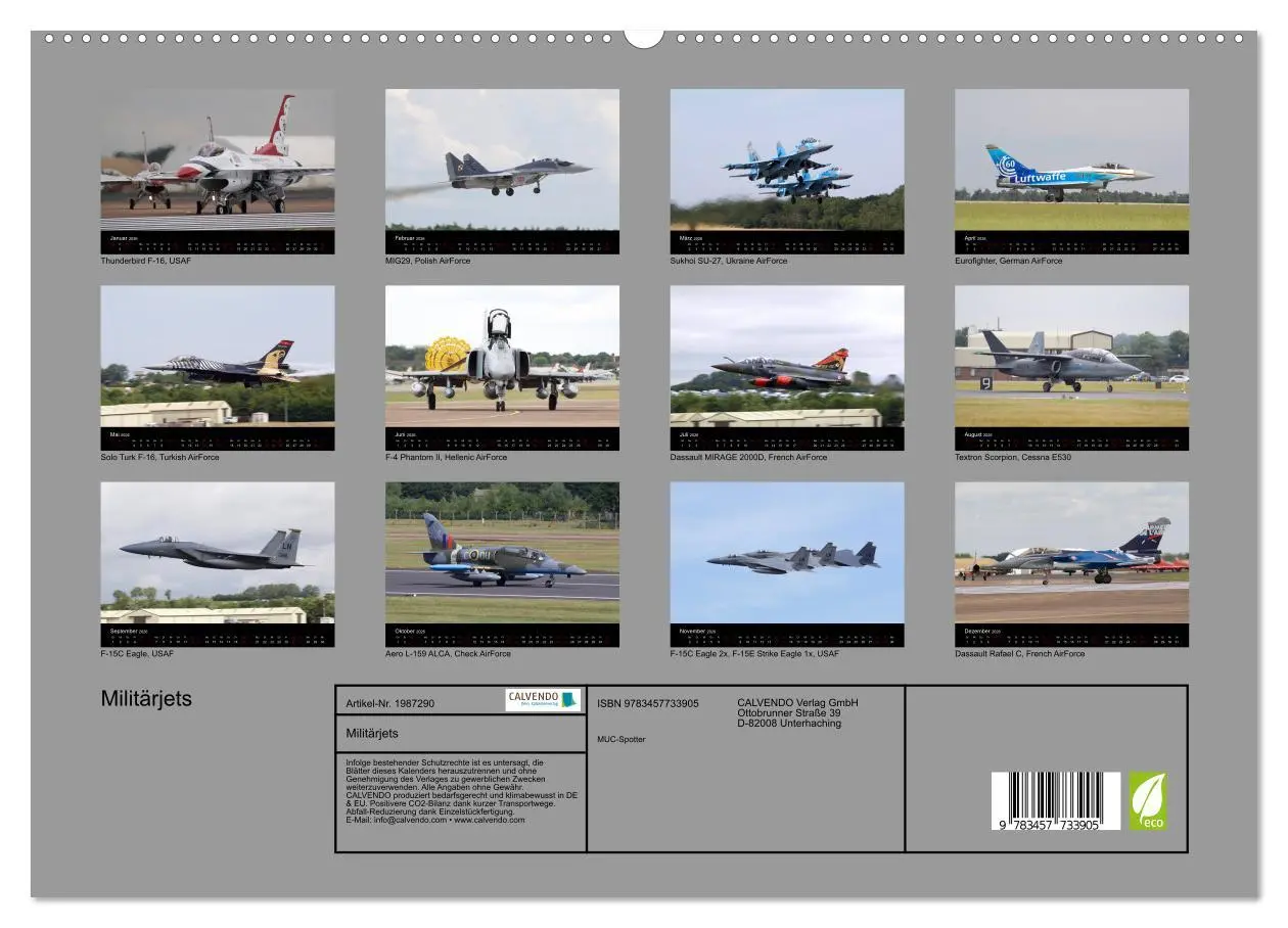 Bild: 9783457733905 | Militärjets (hochwertiger Premium Wandkalender 2026 DIN A2 quer),...