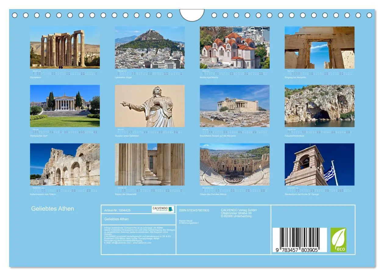 Bild: 9783457803905 | Geliebtes Athen (Wandkalender 2026 DIN A4 quer), CALVENDO...