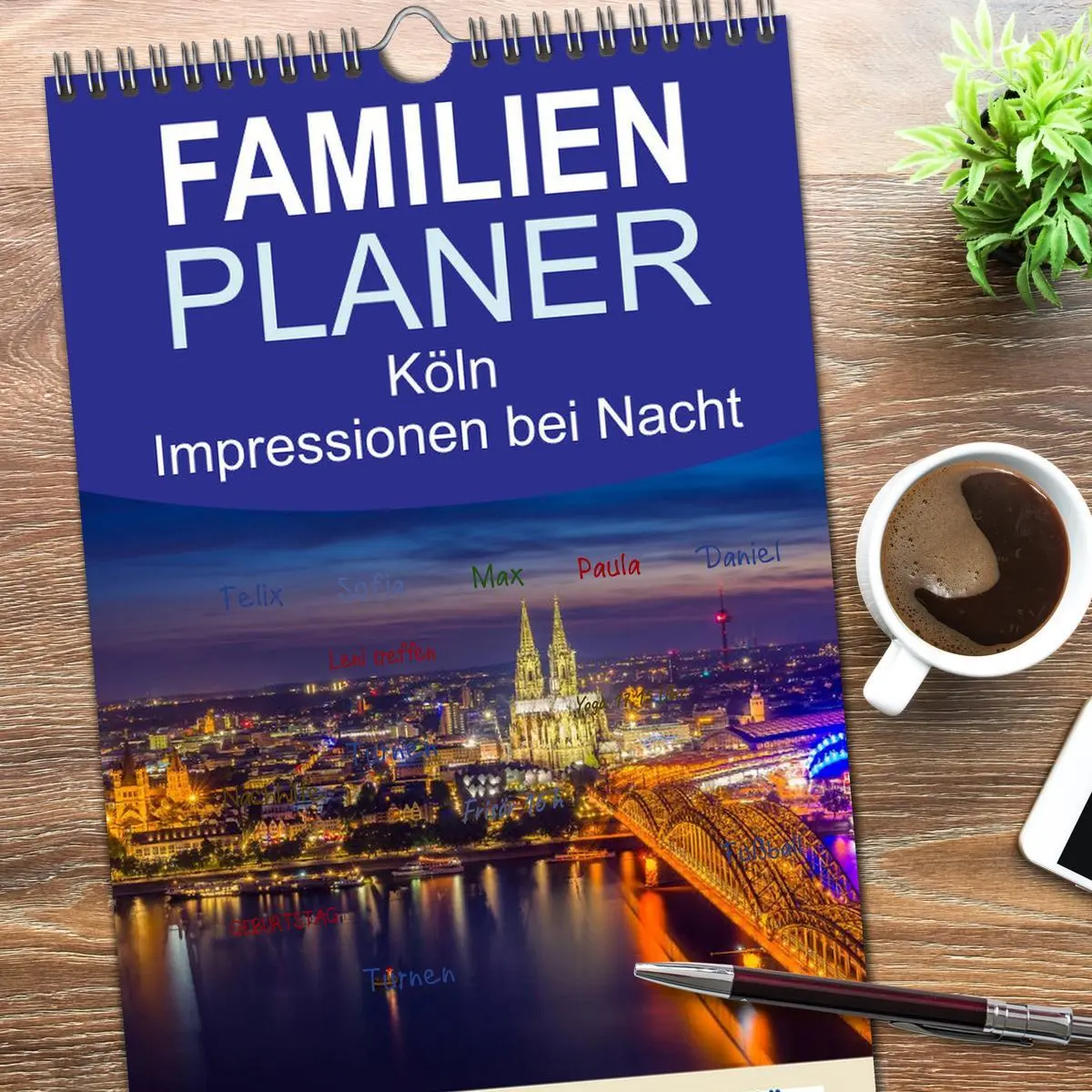 Bild: 9783516513905 | Familienplaner 2026 - Köln Impressionen bei Nacht mit 5 Spalten...