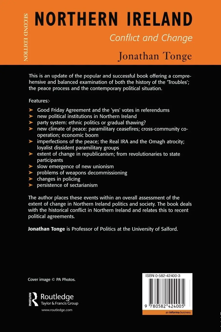 Rückseite: 9780582424005 | Northern Ireland | Conflict and Change | Jonathan Tonge | Taschenbuch