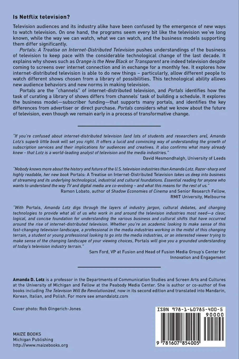 Rückseite: 9781607854005 | Portals | A Treatise on Internet-Distributed Television | Amanda Lotz