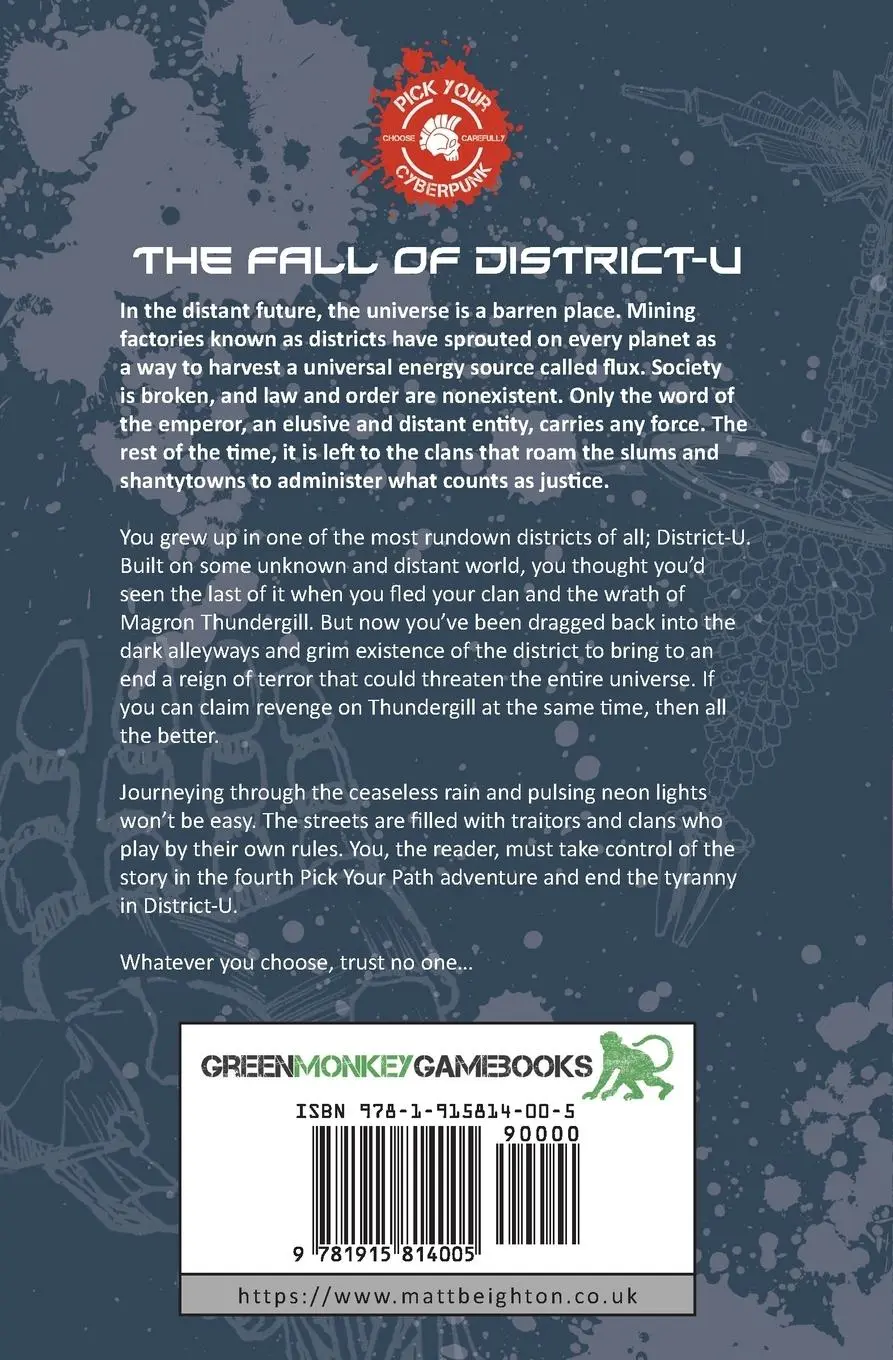 Rückseite: 9781915814005 | The Fall Of Disctrict-U | A Pick Your Path Adventure | Matt Beighton