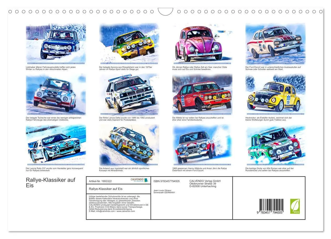 Bild: 9783457794005 | Rallye-Klassiker auf Eis (Wandkalender 2026 DIN A3 quer), CALVENDO...