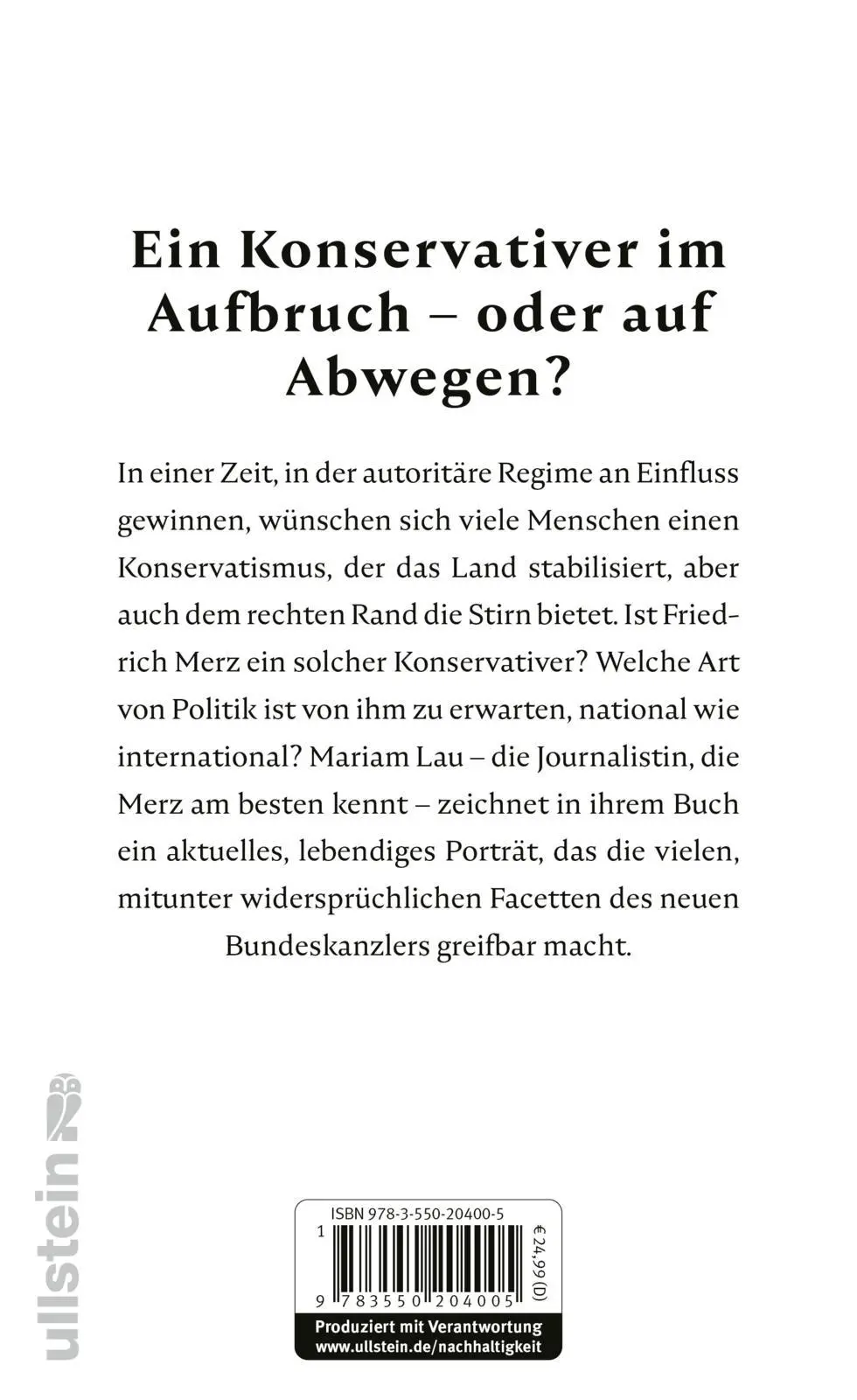 Rückseite: 9783550204005 | Merz | Mariam Lau | Buch | 336 S. | Deutsch | 2025 | EAN 9783550204005