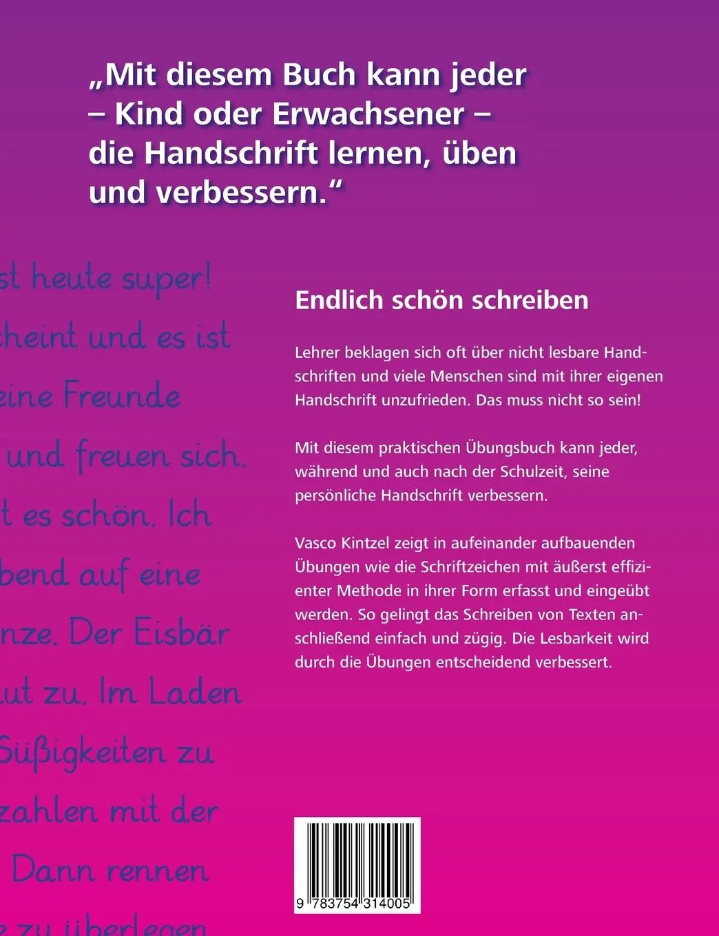 Rückseite: 9783754314005 | Grundschrift - Handschrift lernen, üben und verbessern | Vasco Kintzel