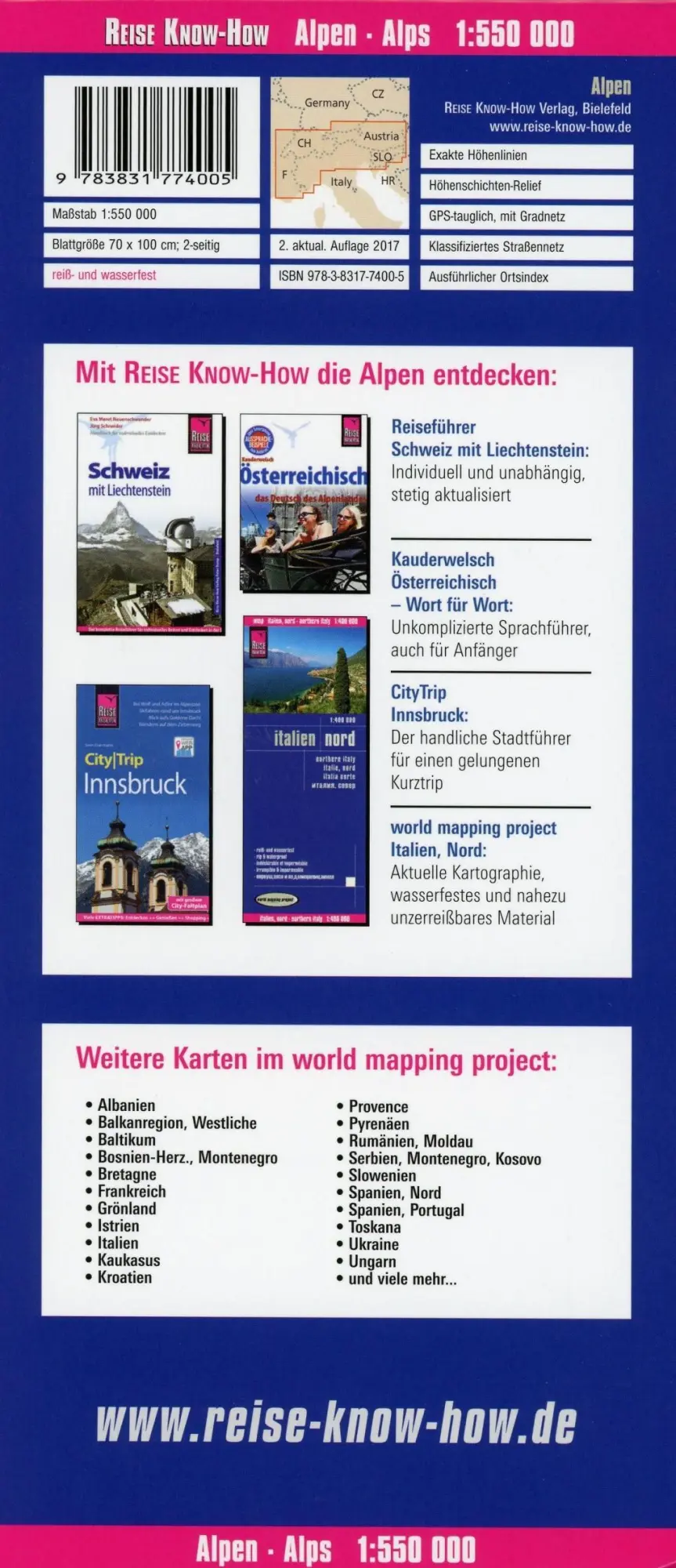 Bild: 9783831774005 | Reise Know-How Landkarte Alpen / Alps (1:550.000) | Verlag | 2 S.