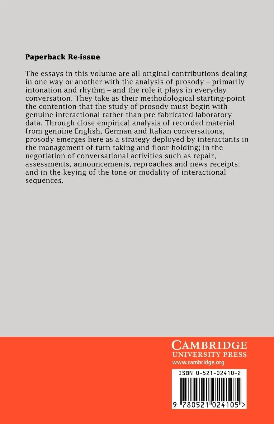 Rückseite: 9780521024105 | Prosody in Conversation | Interactional Studies | Taschenbuch | 2005