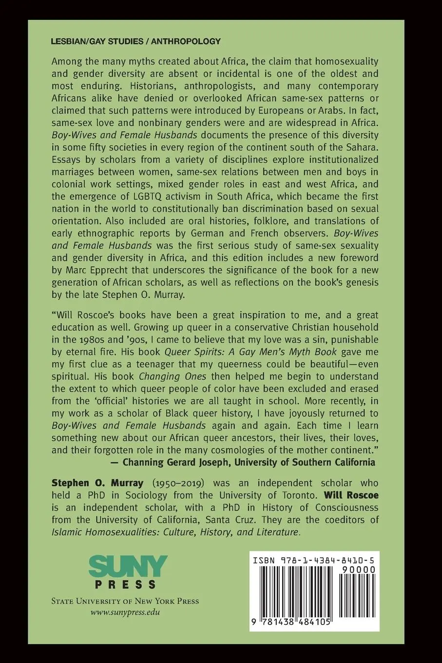 Rückseite: 9781438484105 | Boy-Wives and Female Husbands | Studies in African Homosexualities